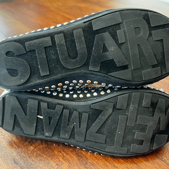 Stuart Weitzman Fannie Tara Flat, Size Girl US 3 (34 EUR), Black/Multi Studs - Picture 5 of 5